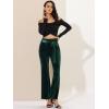 imageAllegra K Womens Velvet Pants Halloween Tie Waist Stretchy Wide Leg Pants with PocketsDark Green