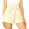 imageAllegra K Womens Bow Tie High Waist Short Paper Bag ShortsApricot