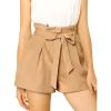 imageAllegra K Womens Bow Tie High Waist Short Paper Bag ShortsBrown