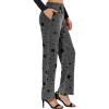 imageAllegra K Womens Christmas Sparkle High Waist Stretch Party Wide Leg Shiny Star Print PantsSilver