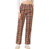 imageAllegra K Womens Plaid Pants Elastic Waist Casual Work Office Long TrousersRed Brown Beige