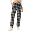 imageAllegra K Womens Plaid Sweatpants Tapered Tie High Waisted Tartan Pants with PocketsBlack