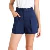 imageAllegra K Womens Summer Belted Cotton Work Office High Waist Shorts with PocketsRoyal Blue