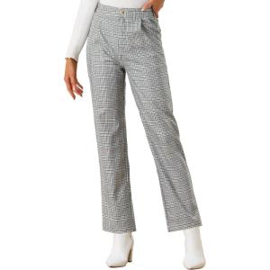 imageAllegra K Womens Plaid Pants Elastic Waist Casual Work Office Long TrousersBlack Gray