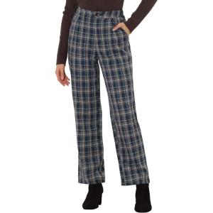 imageAllegra K Womens Plaid Pants Elastic Waist Casual Work Office Long TrousersDark Blue Beige