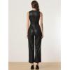 imageAllegra K Sequin Jumpsuit for Womens V Neck Glitter Sparkly Metallic JumpsuitBlack