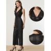 imageAllegra K Sequin Jumpsuit for Womens V Neck Glitter Sparkly Metallic JumpsuitBlack