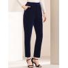 imageAllegra K Womens 2023 Velvet Elegant High Waist Trousers with Pockets Work Ankle PantsBlue