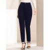 imageAllegra K Womens 2023 Velvet Elegant High Waist Trousers with Pockets Work Ankle PantsBlue