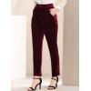 imageAllegra K Womens 2023 Velvet Elegant High Waist Trousers with Pockets Work Ankle PantsRed