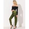 imageAllegra K Womens Drawstring Elastic Waist Athleisure Pants Ankle Length Satin Joggers with PocketArmy Green