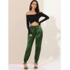 imageAllegra K Womens Drawstring Elastic Waist Athleisure Pants Ankle Length Satin Joggers with PocketDark Green