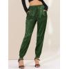 imageAllegra K Womens Drawstring Elastic Waist Athleisure Pants Ankle Length Satin Joggers with PocketDark Green