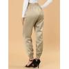 imageAllegra K Womens Drawstring Elastic Waist Athleisure Pants Ankle Length Satin Joggers with PocketKhaki