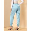 imageAllegra K Womens Drawstring Elastic Waist Athleisure Pants Ankle Length Satin Joggers with PocketLight Blue