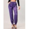 imageAllegra K Womens Drawstring Elastic Waist Athleisure Pants Ankle Length Satin Joggers with PocketPurple