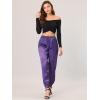 imageAllegra K Womens Drawstring Elastic Waist Athleisure Pants Ankle Length Satin Joggers with PocketPurple