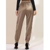 imageAllegra K Womens Drawstring Elastic Waist Athleisure Pants Ankle Length Satin Joggers with PocketTan