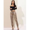 imageAllegra K Womens Drawstring Elastic Waist Athleisure Pants Ankle Length Satin Joggers with PocketTan