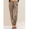 imageAllegra K Womens Drawstring Elastic Waist Athleisure Pants Ankle Length Satin Joggers with PocketTan