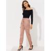 imageAllegra K Womens Fall Satin Joggers Drawstring Elastic High Waist Christmas Shiny Silky Satin Cargo PantsGraypink