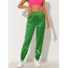 imageAllegra K Womens Fall Satin Joggers Drawstring Elastic High Waist Christmas Shiny Silky Satin Cargo PantsLight Green