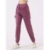 imageAllegra K Womens Fall Satin Joggers Drawstring Elastic High Waist Christmas Shiny Silky Satin Cargo PantsPink Purple