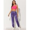imageAllegra K Womens Fall Satin Joggers Drawstring Elastic High Waist Christmas Shiny Silky Satin Cargo PantsPurple