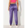 imageAllegra K Womens Fall Satin Joggers Drawstring Elastic High Waist Christmas Shiny Silky Satin Cargo PantsPurple