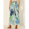 imageAllegra K Womens Floral Palazzo Elastic Waist Casual Wide Leg Tropical Beach PantsCyan