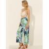 imageAllegra K Womens Floral Palazzo Elastic Waist Casual Wide Leg Tropical Beach PantsCyan