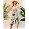 imageAllegra K Womens Floral Palazzo Elastic Waist Casual Wide Leg Tropical Beach PantsPink