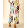 imageAllegra K Womens Floral Palazzo Elastic Waist Casual Wide Leg Tropical Beach PantsPink