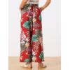 imageAllegra K Womens Floral Palazzo Elastic Waist Casual Wide Leg Tropical Beach PantsRed