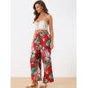 imageAllegra K Womens Floral Palazzo Elastic Waist Casual Wide Leg Tropical Beach PantsRed