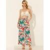 imageAllegra K Womens Floral Palazzo Elastic Waist Casual Wide Leg Tropical Beach PantsWhite