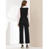 imageAllegra K Womens High Waist Casual Wide Leg Pants Overalls JumpsuitBlack