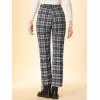 imageAllegra K Womens Plaid Cropped Trousers Button Casual Tartan Check Work PantsBlack