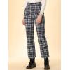 imageAllegra K Womens Plaid Cropped Trousers Button Casual Tartan Check Work PantsBlack