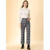 imageAllegra K Womens Plaid Cropped Trousers Button Casual Tartan Check Work PantsBlack