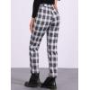 imageAllegra K Womens Plaid Cropped Trousers Button Casual Tartan Check Work PantsBlack Beige