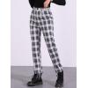 imageAllegra K Womens Plaid Cropped Trousers Button Casual Tartan Check Work PantsBlack Beige