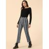 imageAllegra K Womens Plaid Cropped Trousers Button Casual Tartan Check Work PantsBlack White