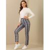 imageAllegra K Womens Plaid Cropped Trousers Button Casual Tartan Check Work PantsBlue