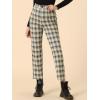 imageAllegra K Womens Plaid Cropped Trousers Button Casual Tartan Check Work PantsBlue Brown