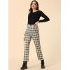 imageAllegra K Womens Plaid Cropped Trousers Button Casual Tartan Check Work PantsBlue Brown