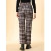 imageAllegra K Womens Plaid Cropped Trousers Button Casual Tartan Check Work PantsBrown