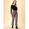 imageAllegra K Womens Plaid Cropped Trousers Button Casual Tartan Check Work PantsBrown