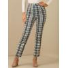 imageAllegra K Womens Plaid Cropped Trousers Button Casual Tartan Check Work PantsGreen