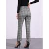 imageAllegra K Womens Plaid Cropped Trousers Button Casual Tartan Check Work PantsGrey Black